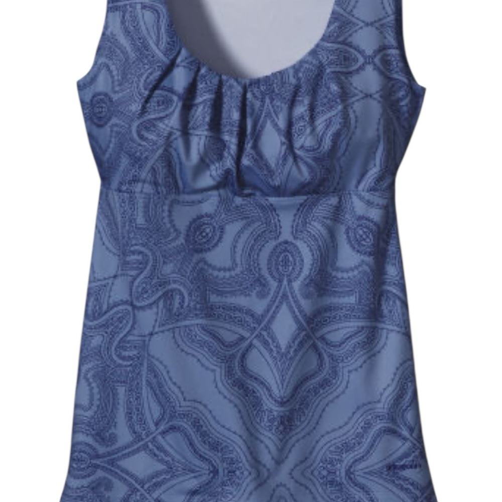 Patagonia Bandha Top Raja Railroad Blue Yoga Tank Shelf Bra Paisley Large - Picture 3 of 10